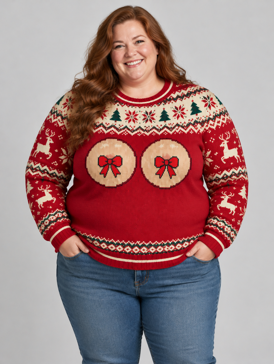 Bald Claus Hers ugly Christmas sweater – size 2XL