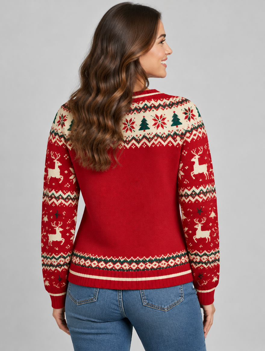 Bald Claus Hers ugly Christmas sweater with bows – back