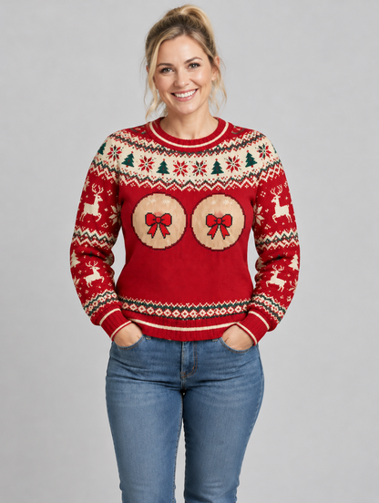 Bald Claus Hers ugly Christmas sweater – size M