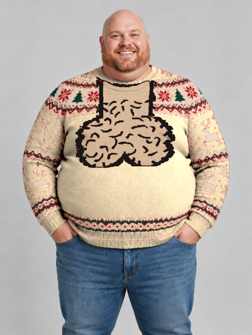 Bald Claus Mr. Claus ugly Christmas sweater – Beige – size 2XL
