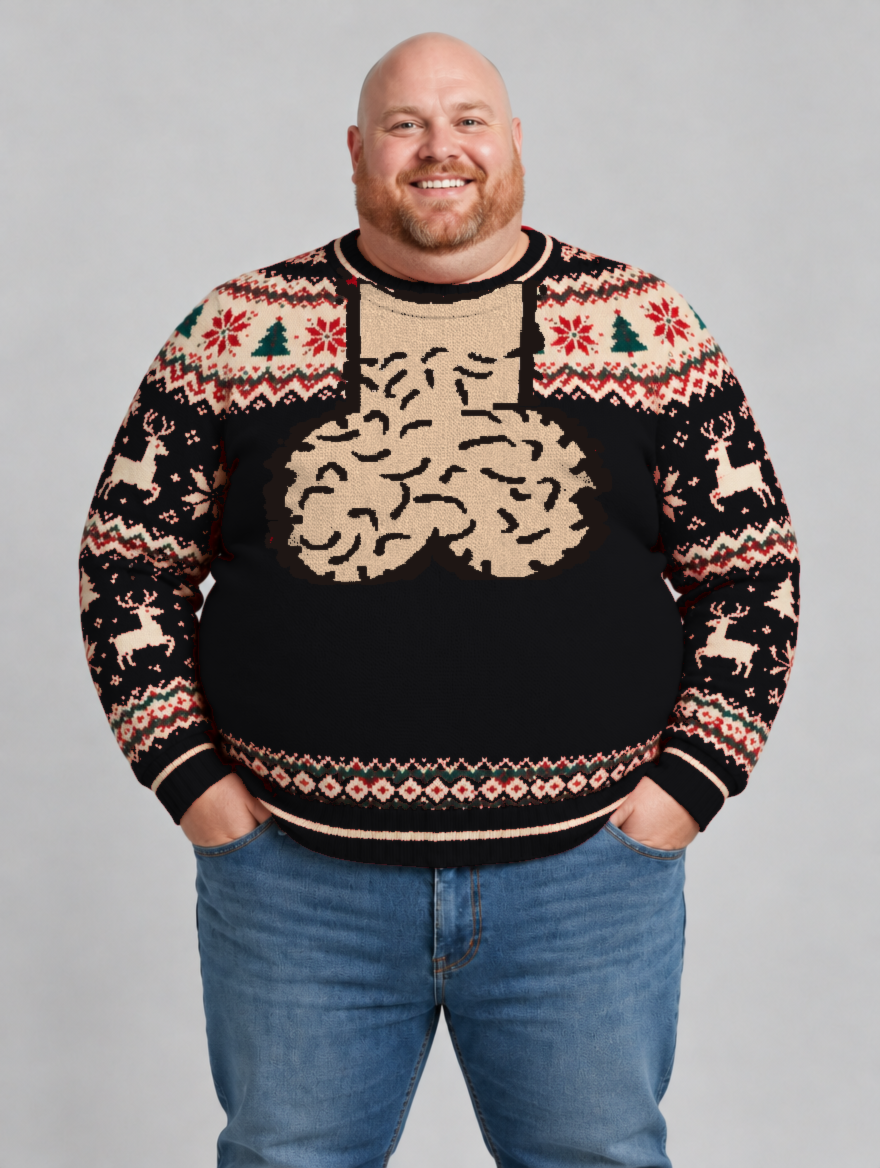 Bald Claus Mr. Claus ugly Christmas sweater – Black – size 2XL