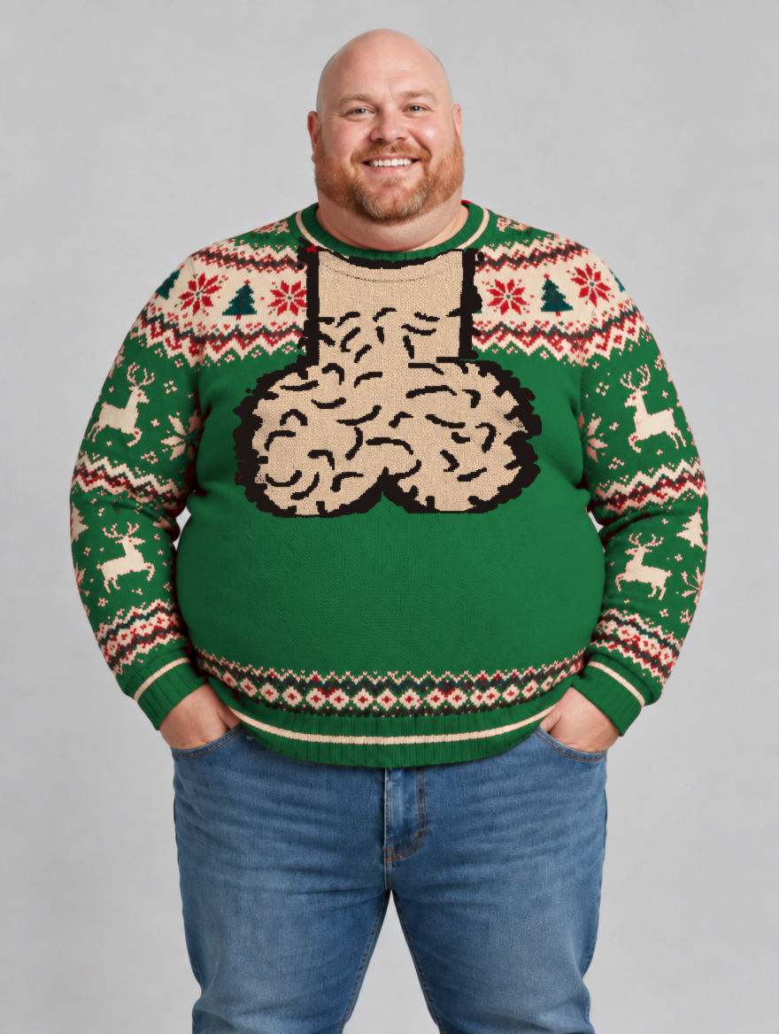 Bald Claus Mr. Claus ugly Christmas sweater – Green – size 2XL