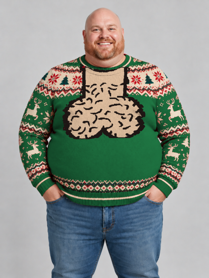 Bald Claus Mr. Claus ugly Christmas sweater – Green – size 2XL