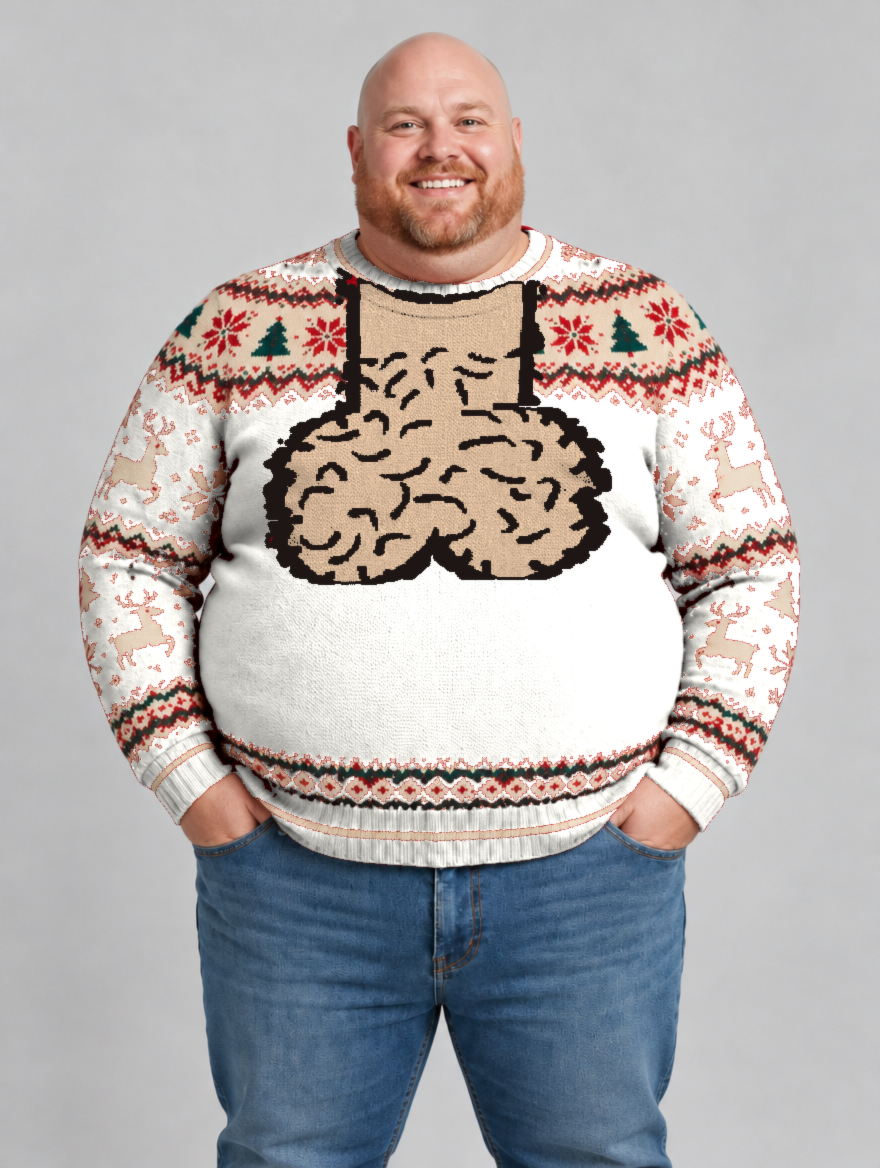 Bald Claus Mr. Claus ugly Christmas sweater – White – size 2XL