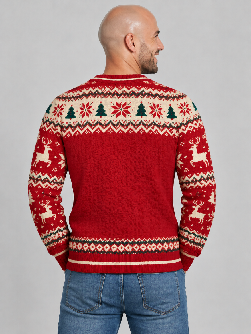 Bald Claus His ugly Christmas sweater – back
