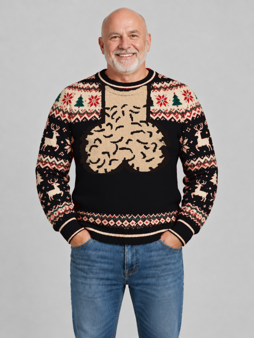 Bald Claus Mr. Claus ugly Christmas sweater – Black – size L