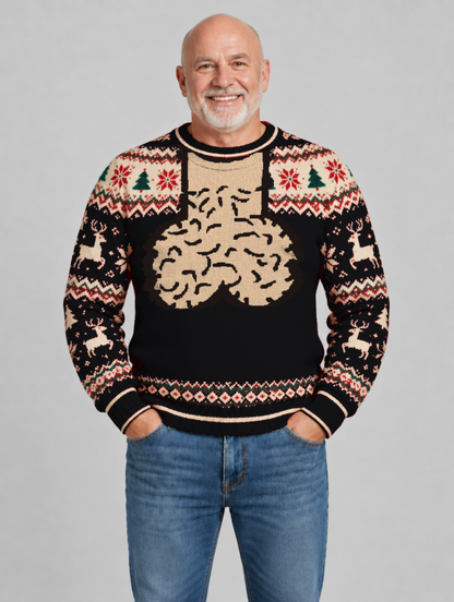 Bald Claus Mr. Claus ugly Christmas sweater – Black – size L