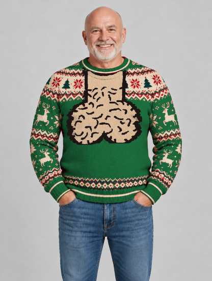 Bald Claus Mr. Claus ugly Christmas sweater – Green – size L