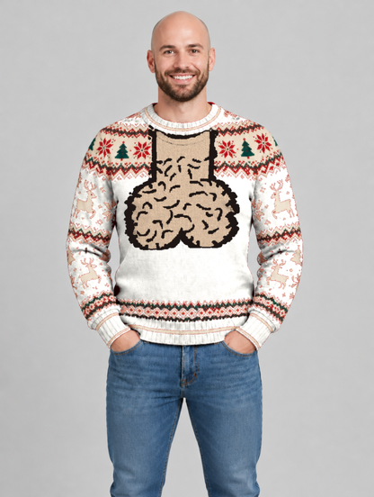 Bald Claus Mr. Claus ugly Christmas sweater – White – size M