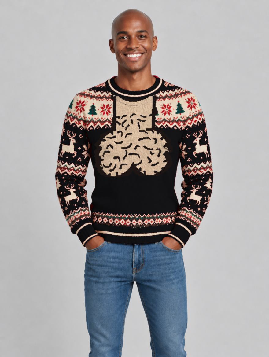 Bald Claus Mr. Claus ugly Christmas sweater – Black – size S