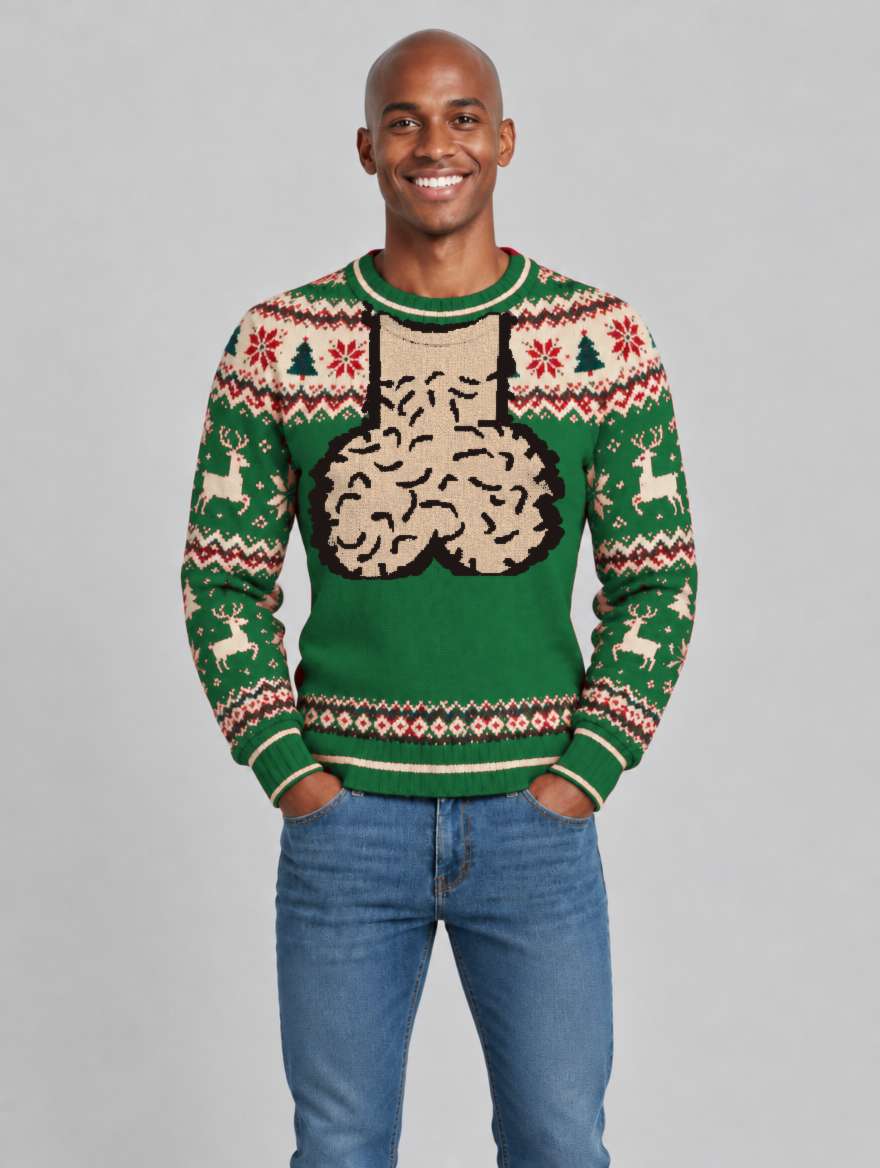Bald Claus Mr. Claus ugly Christmas sweater – Green – size S