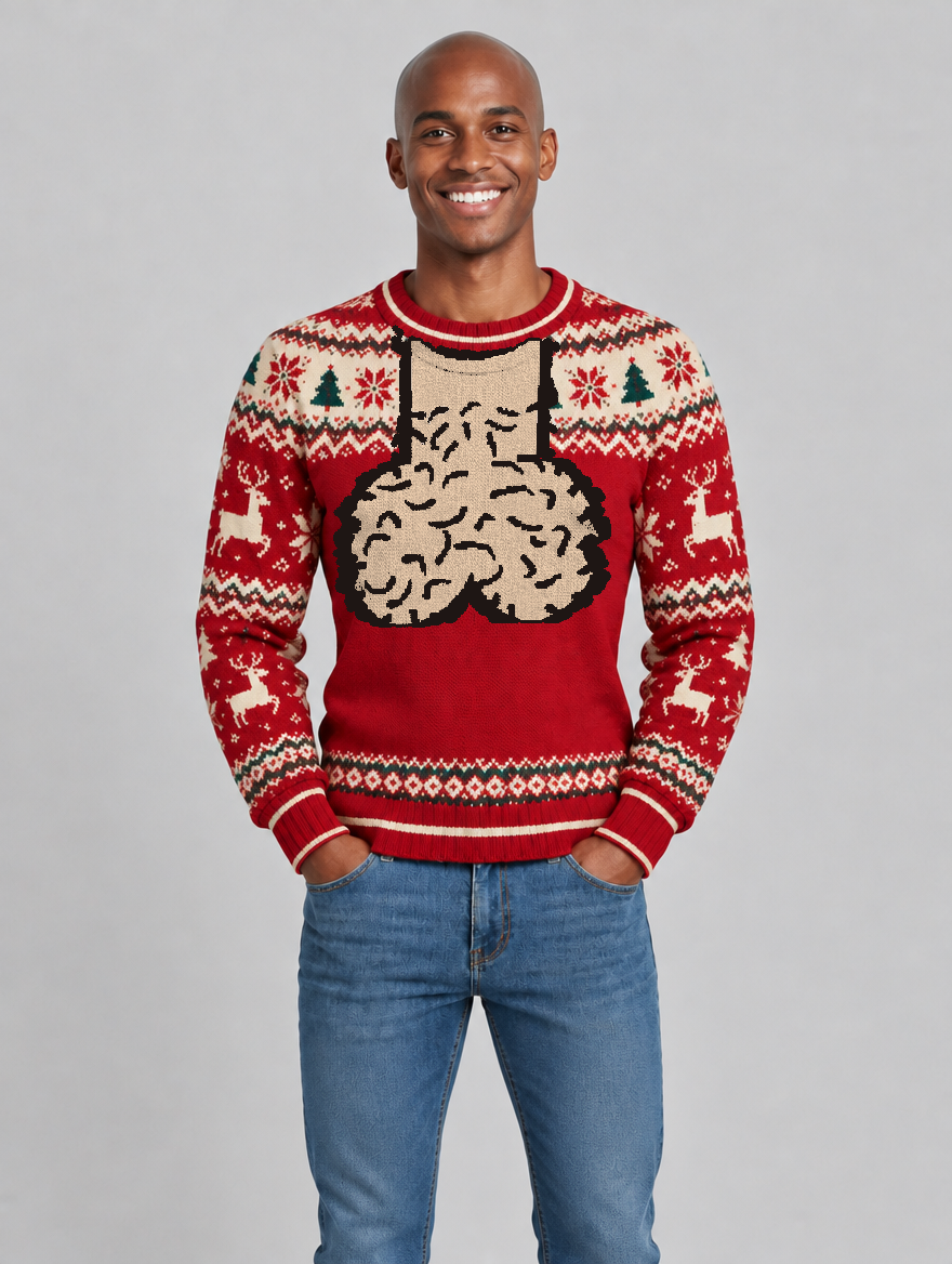 Bald Claus His ugly Christmas sweater – size S