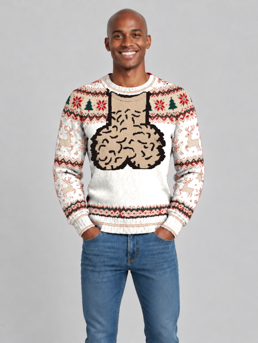 Bald Claus Mr. Claus ugly Christmas sweater – White – size S