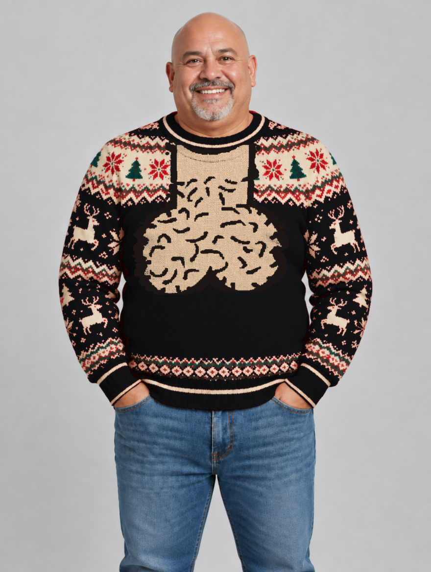 Bald Claus Mr. Claus ugly Christmas sweater – Black – size XL