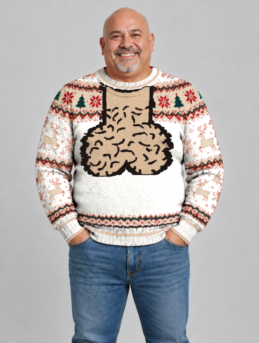 Bald Claus Mr. Claus ugly Christmas sweater – White – size XL