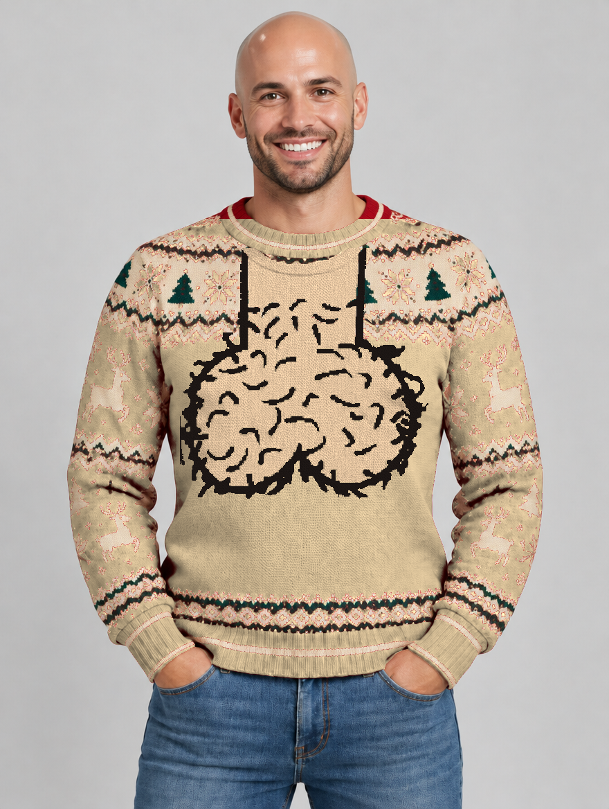 Bald Claus Mr. Claus ugly Christmas sweater – Beige