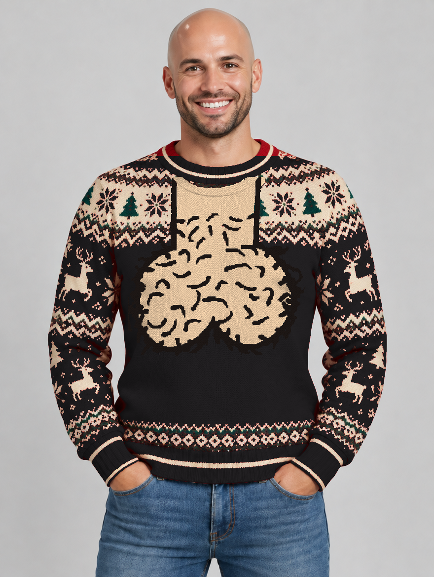 Bald Claus Mr. Claus ugly Christmas sweater – Black