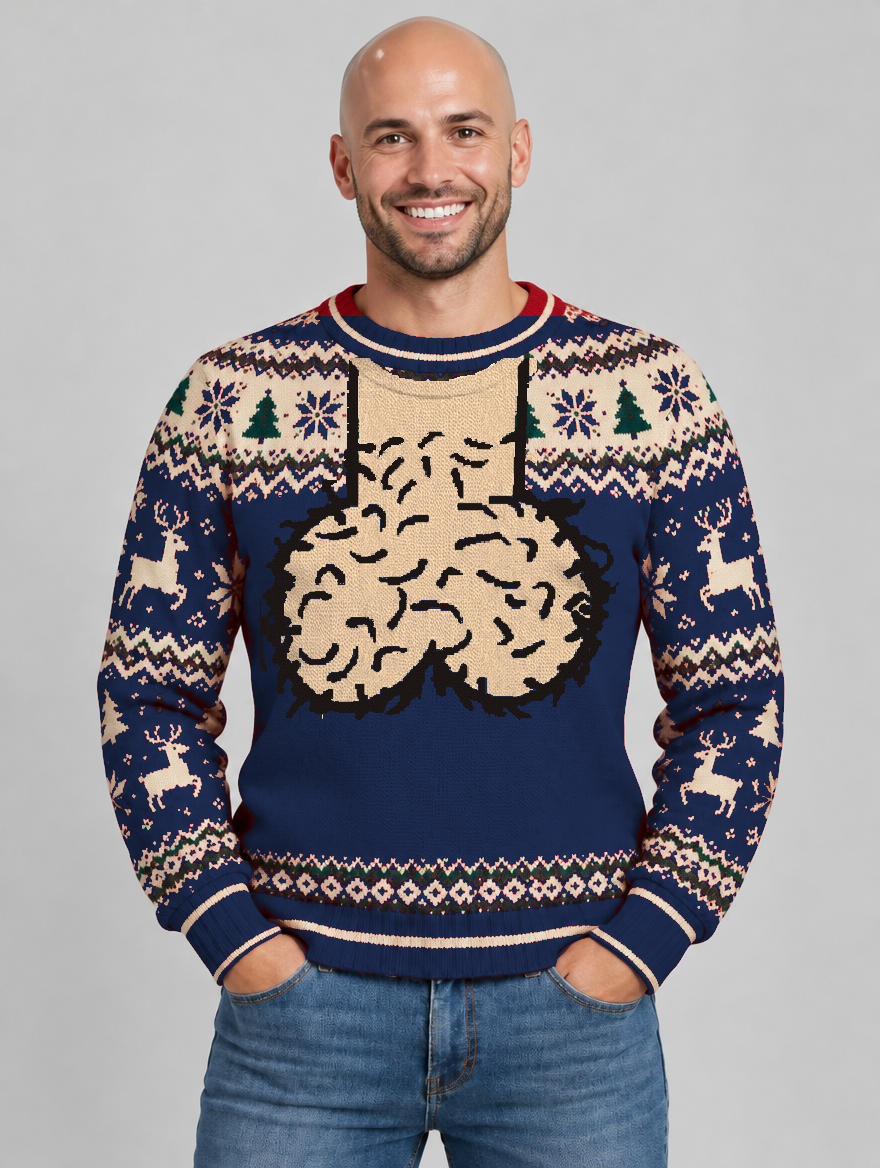 Bald Claus Mr. Claus ugly Christmas sweater – Navy Blue
