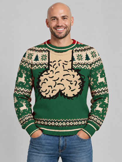 Bald Claus Mr. Claus ugly Christmas sweater – Green