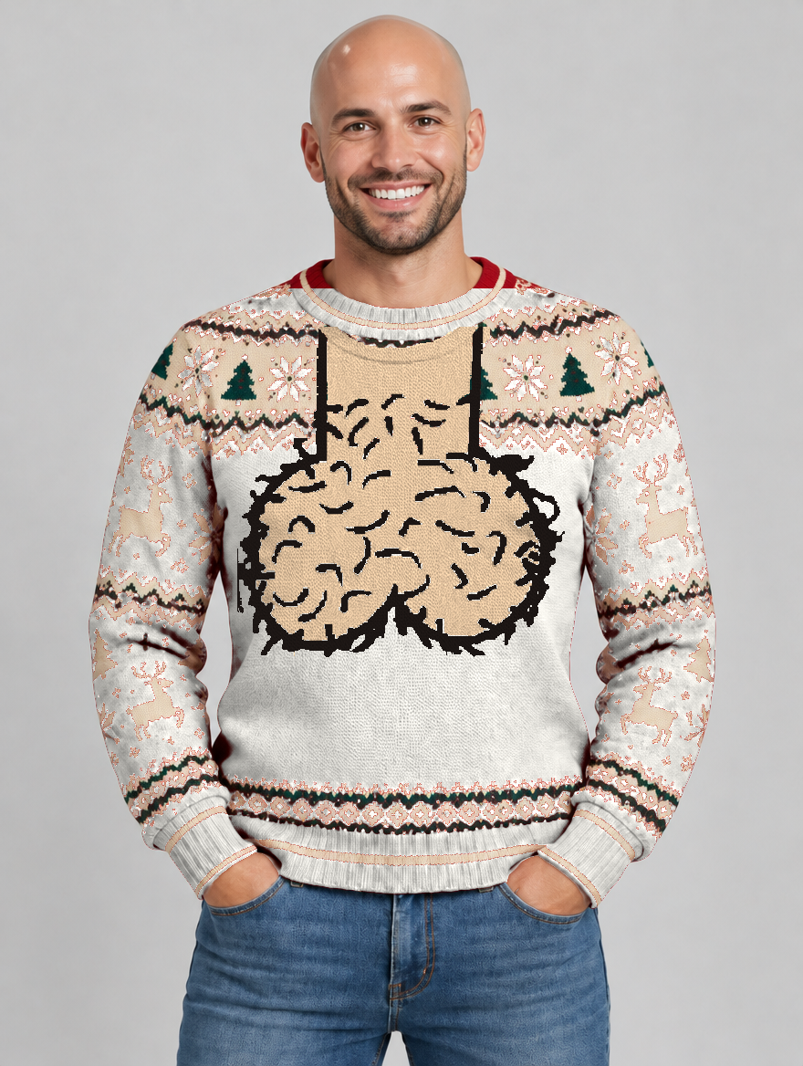 Bald Claus Mr. Claus ugly Christmas sweater – White