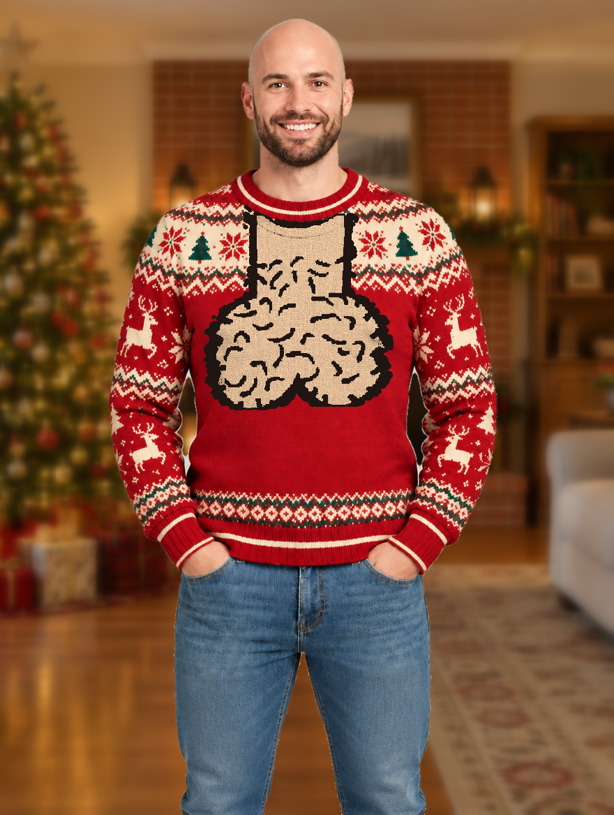Bald Claus His ugly Christmas sweater – size M