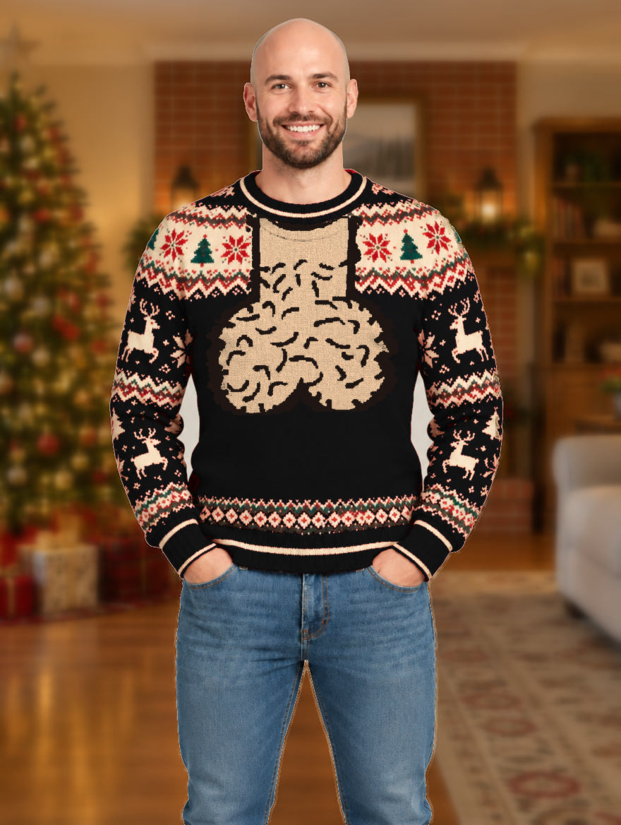 Bald Claus ugly Christmas sweater