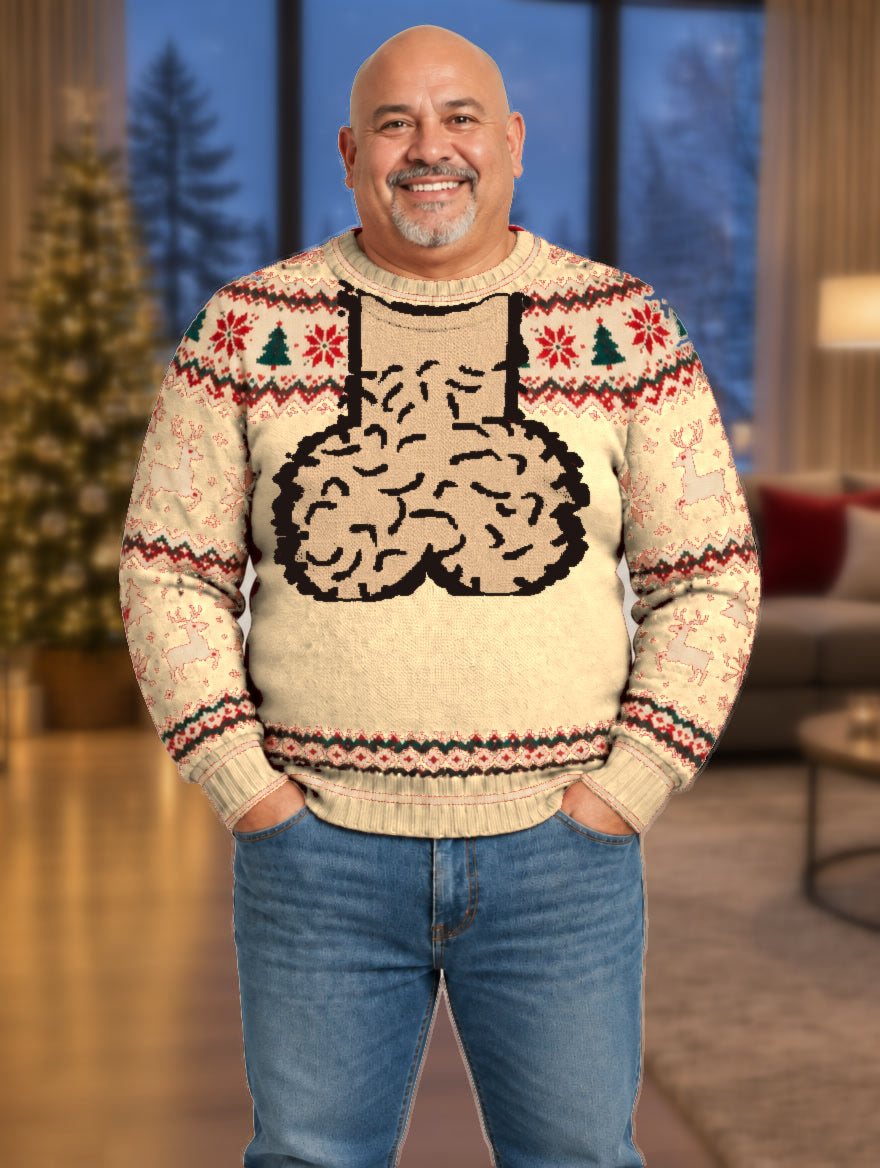 Bald Claus ugly Christmas sweater