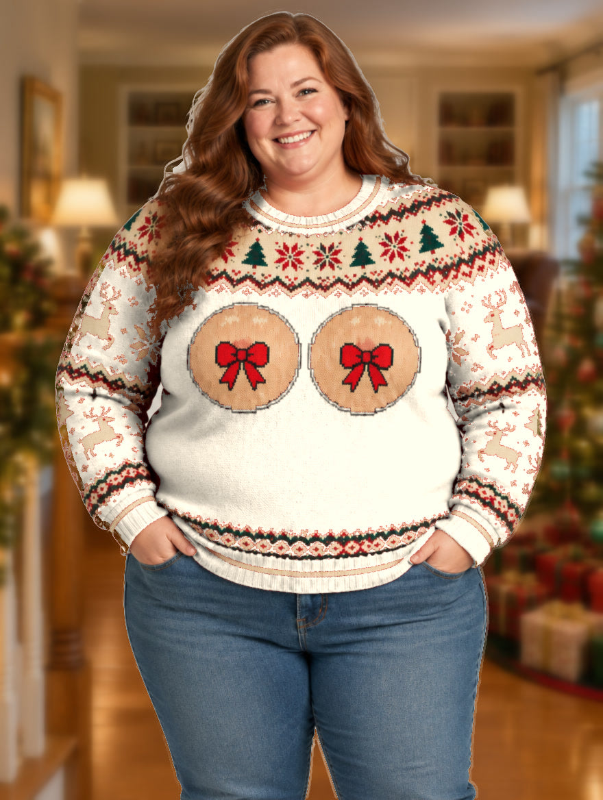 Bald Claus ugly Christmas sweater